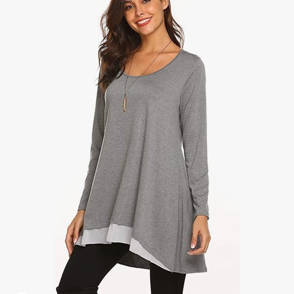 Women’s Long Sleeved Layered Gray Tunic - XL - Picture 10 of 12